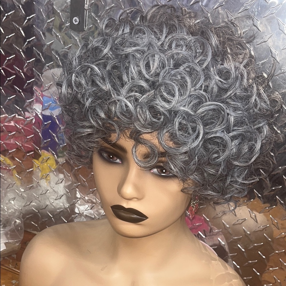 Curly Gray Wig for Women